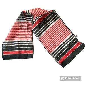 Vintage ECHO Striped Scarf Wrap Shawl Cotton Red Black Stripes 12 X 54" France